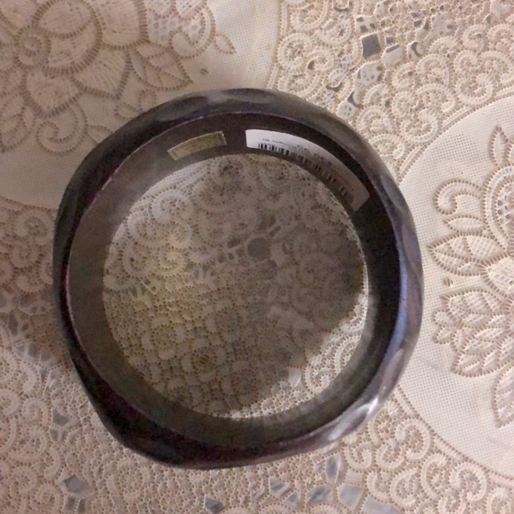 Vintage polished wood brown asymmetrical bracelet - Picture 2 of 3